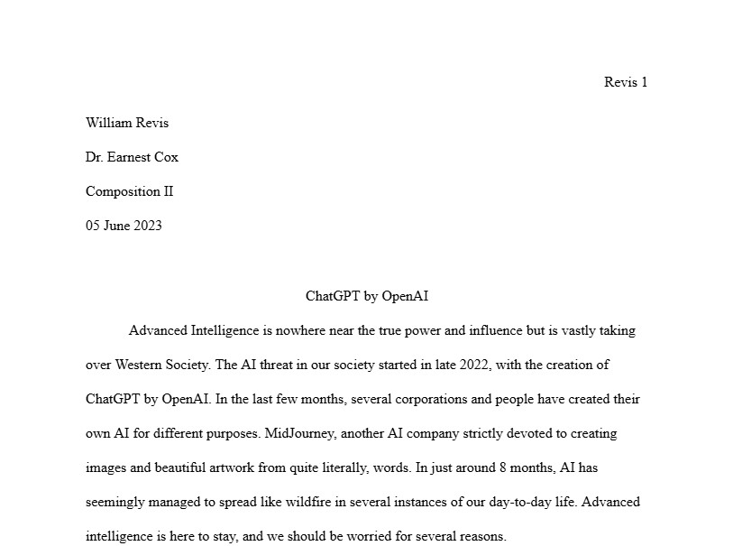 Photo of a Research Essay for showcase