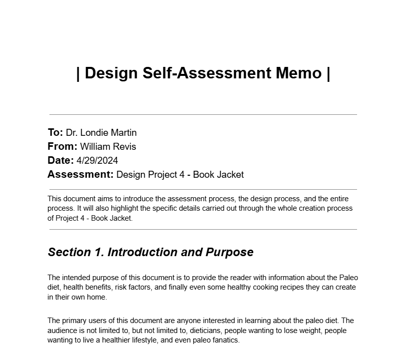 Photo of a Design Assessment Memo